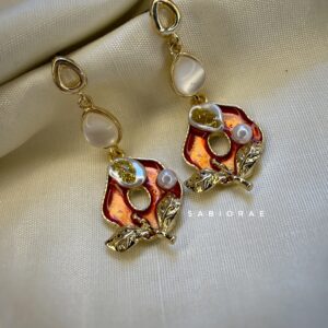 Emerald Burnt Orange Earrings