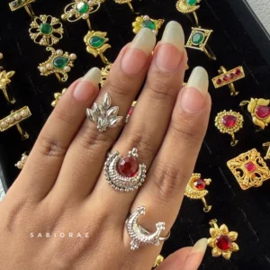 Silver Red Chand Ring