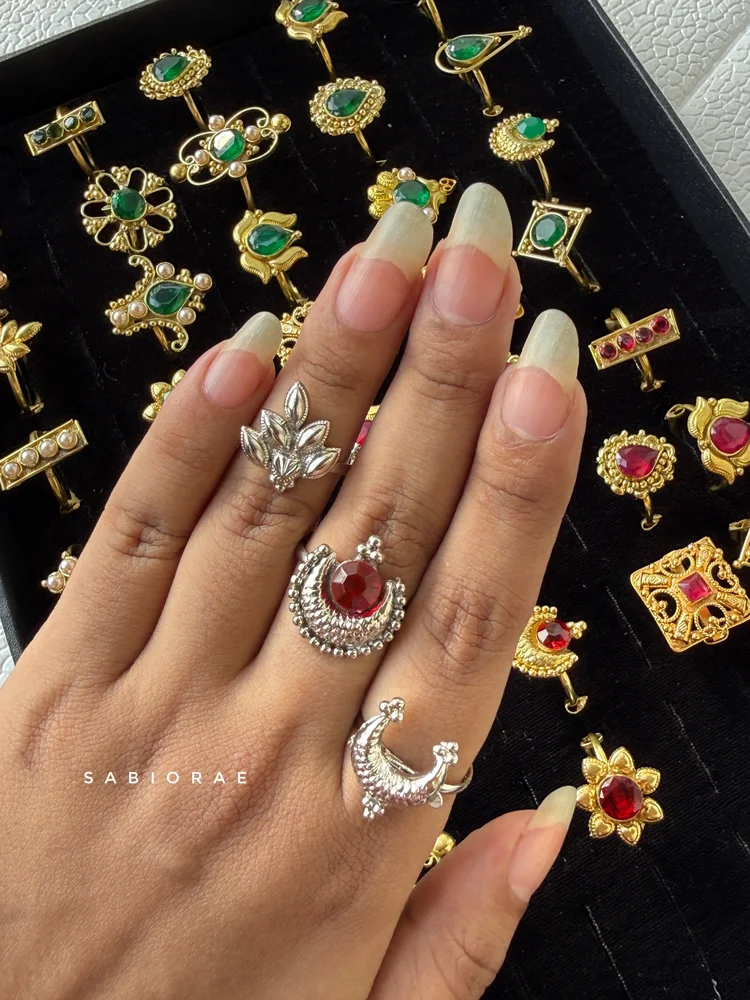 Silver Red Chand Ring