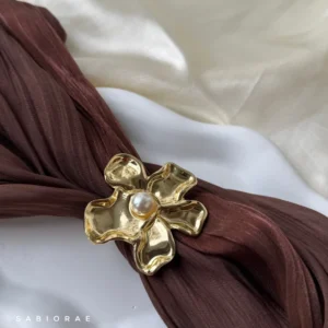 Golden Petal Pearl Brooch