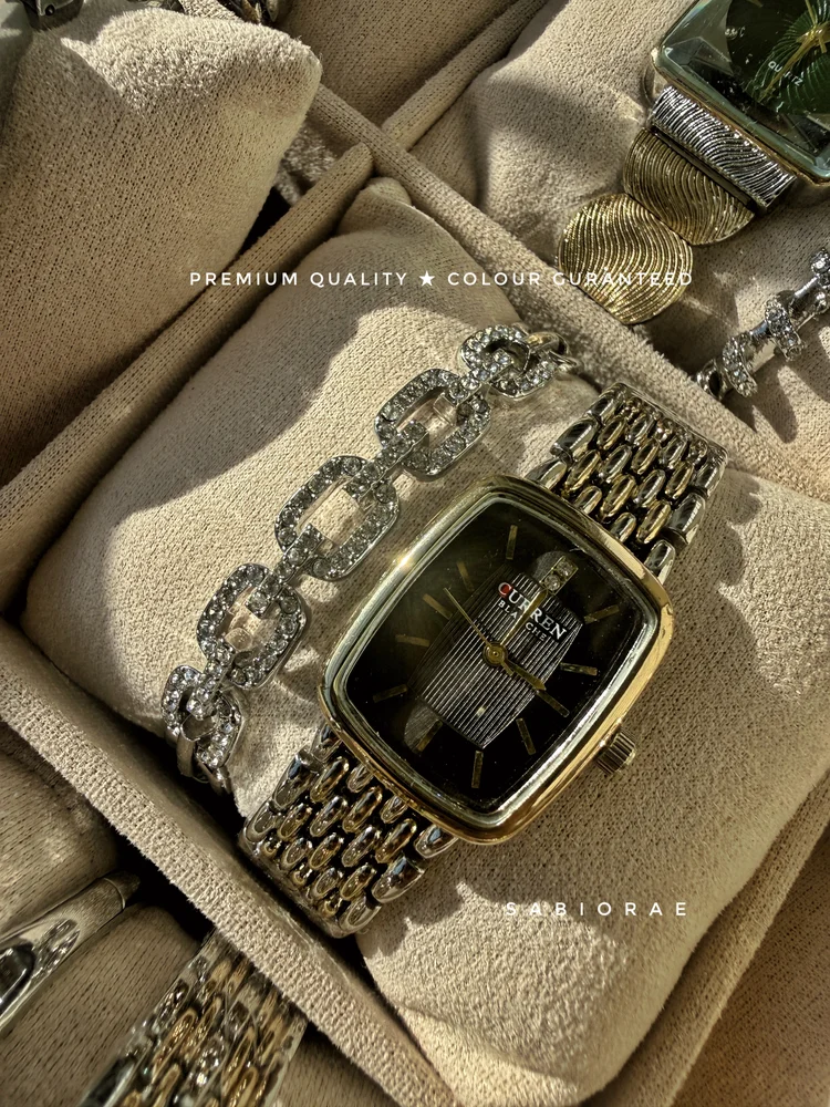 Noir Square Watch & Link Bangle Combo