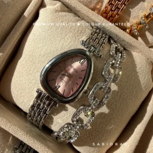 Rosewood Teardrop Watch & Link Bangle Combo