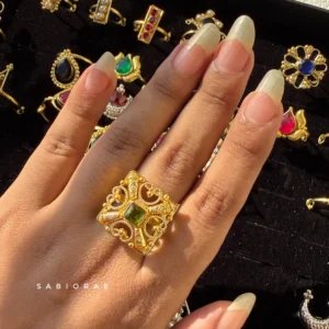 Square Olive Filigree Ring