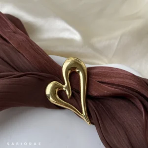 Golden Open Heart Brooch