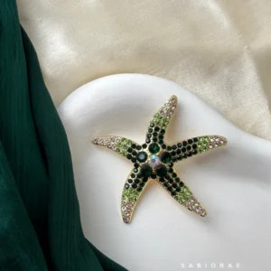 Green Crystal Starfish Brooch