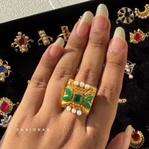 Square Green Pearl Ring