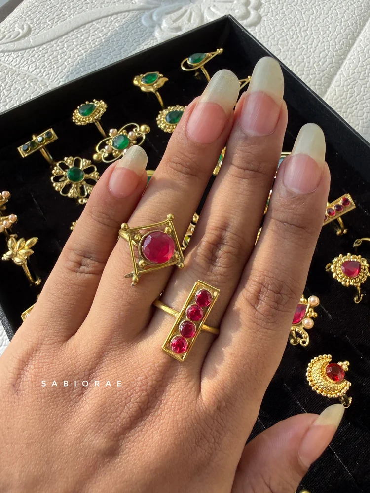 Red Four-Stone Bar Ring