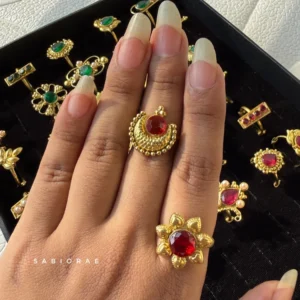 Red Chand Crescent Ring