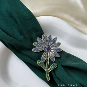Blue Crystal Daisy Brooch