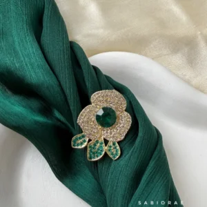 Green Centre Crystal Flower Brooch