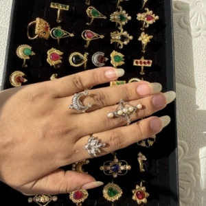 Silver Pearl Diamond Frame Ring