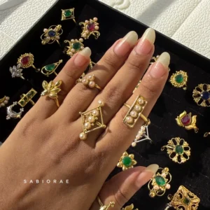 Golden Pearl Bar Ring