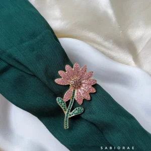 Pink Crystal Daisy Brooch