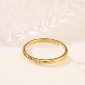 One Stone Dainty Stainless Steel Ring SSR001