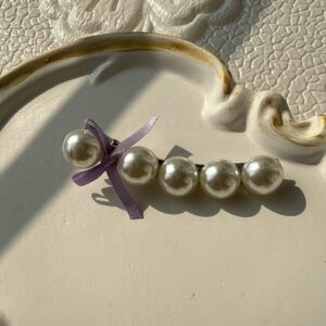 Pearl Row Bow Clip — Lavender