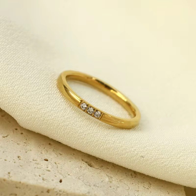 Three Stone Dainty Stainless Steel Ring SSR002