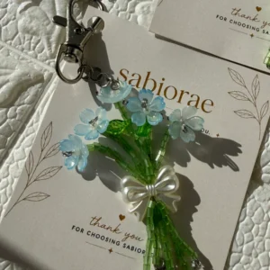 Blue Green Floral Bow Charm