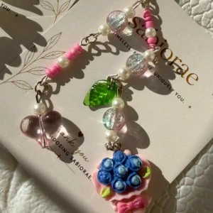 Pink Heart and Pearl Bag Charm