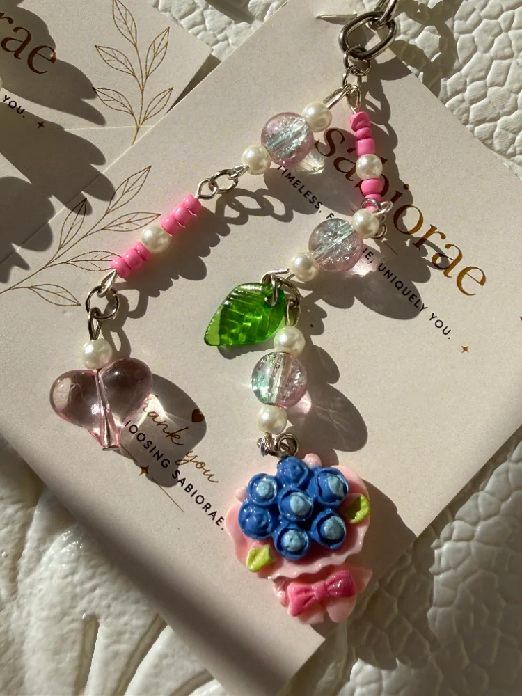 Pink Heart and Pearl Bag Charm