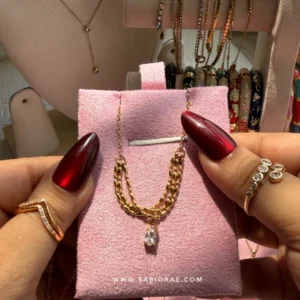Textured Chain with Gem Pendant